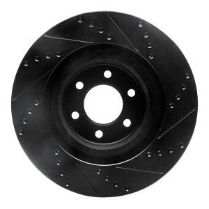 Dodge Viper Brake Rotor (1) - Front Left - R1 Concepts - Drilled & Slotted - Black - `92-`02